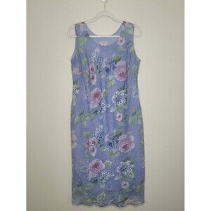 K & Company light blue purple floral church cute classic midi dress size 16w